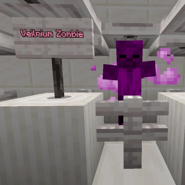 Purple zombie with Veilnium Zombie sign.