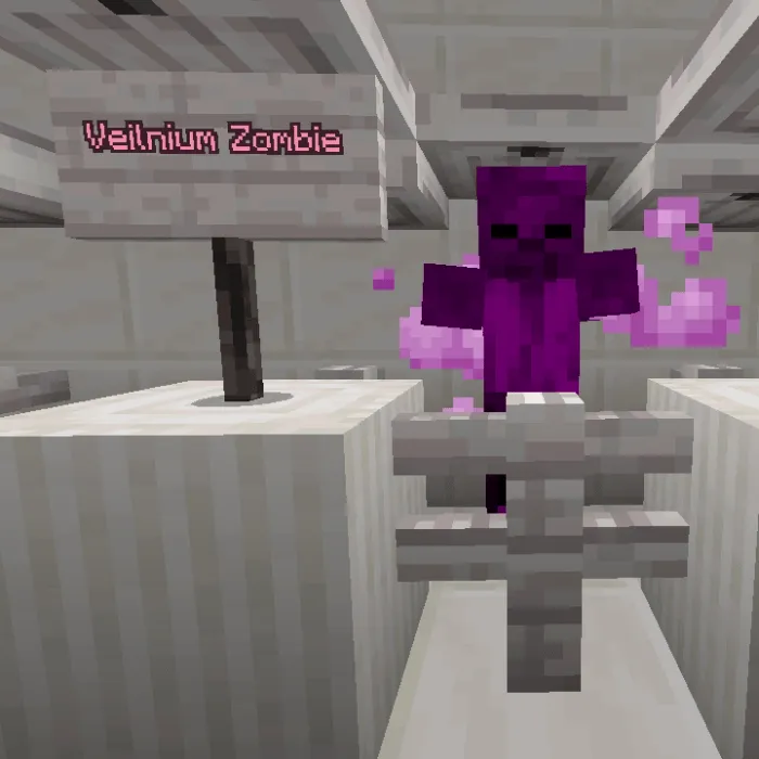 Purple zombie with Veilnium Zombie sign.
