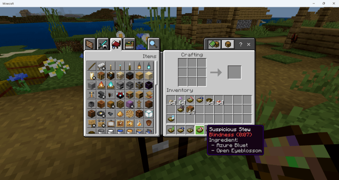 Inventory screen showing Suspicious Stew.