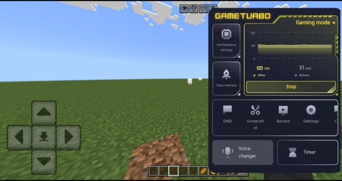 Game interface with performance boost.