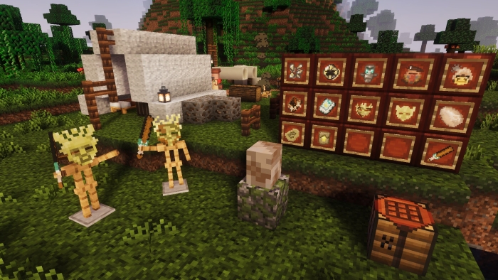 Ancient mobs and relics display.
