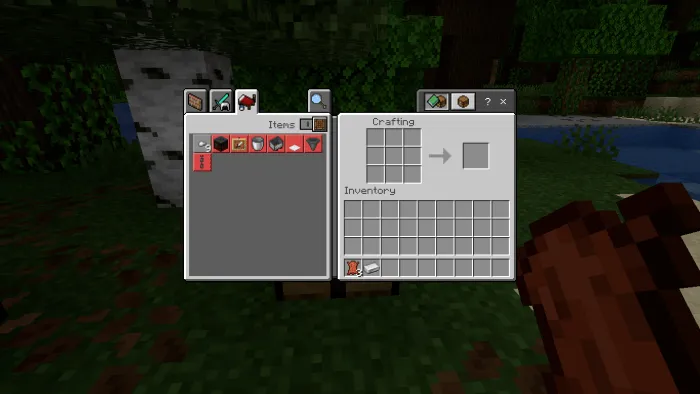 Inventory and crafting menu displayed.