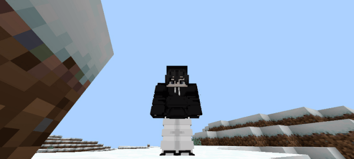 Character with 3D skin in snowy terrain.