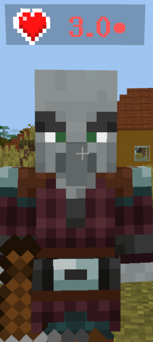Villager with health display at 3.0 hearts.