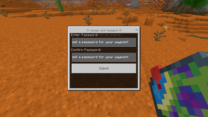 Set waypoint password screen.