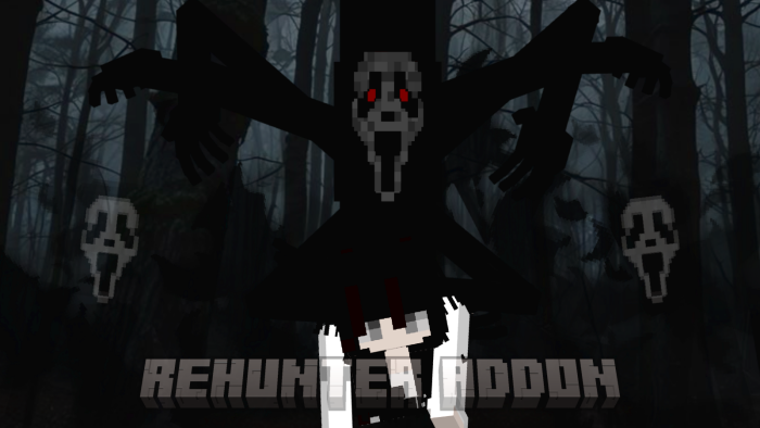 Creepy figure in dark forest scene.