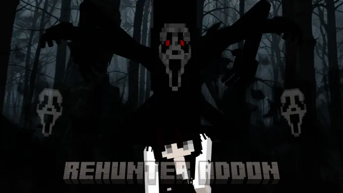 Creepy figure in dark forest scene.