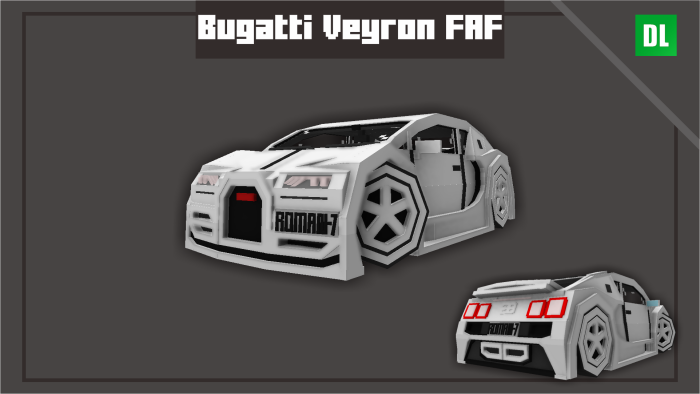 Pixelated Bugatti Veyron mod car.