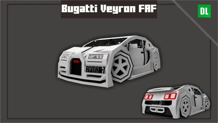 Pixelated Bugatti Veyron mod car.