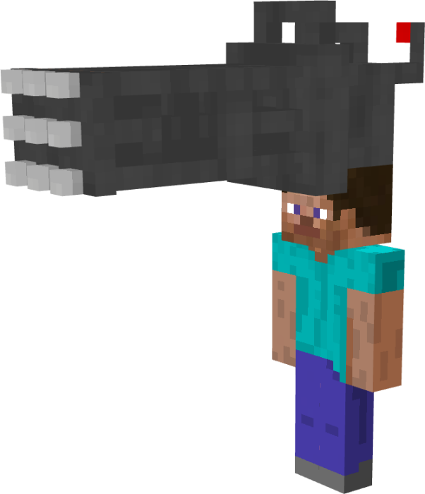 Steve wearing a giant hand on head.