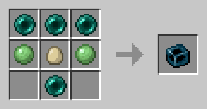 Crafting recipe for the Entity Core.