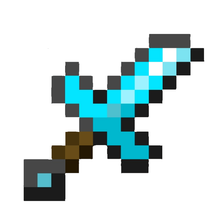 Pixelated diamond sword icon.