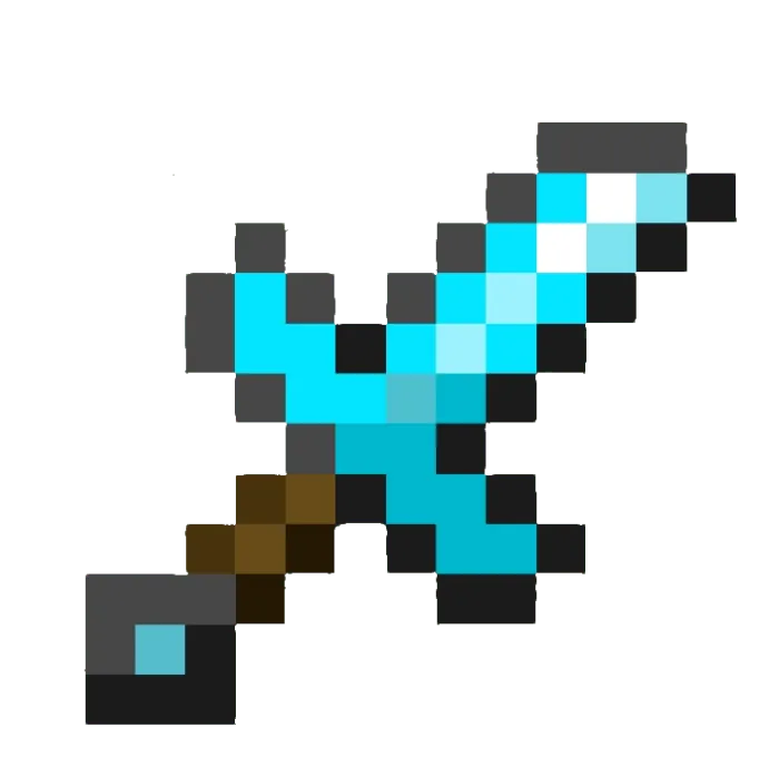 Pixelated diamond sword icon.