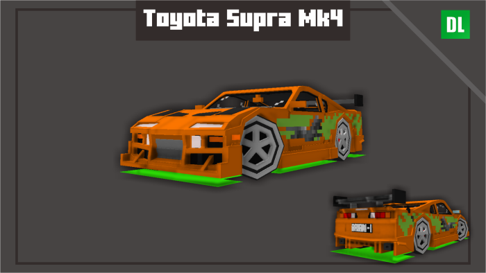 Pixelated Toyota Supra Mk4 car mod.