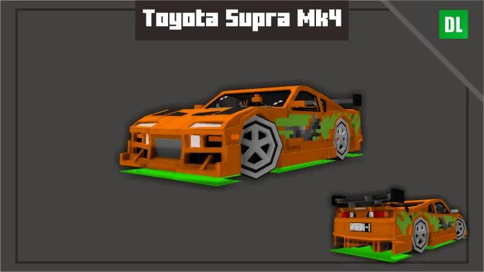 Pixelated Toyota Supra Mk4 car mod.