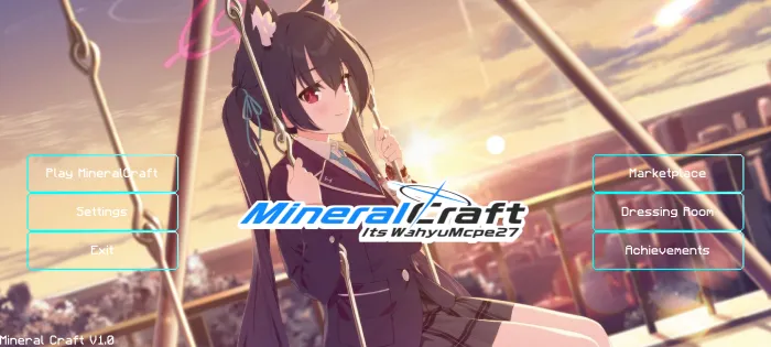 Menu screen with anime character art.