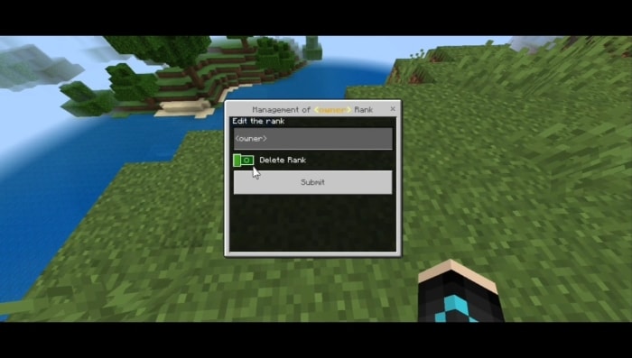 Rank management interface on grass field.