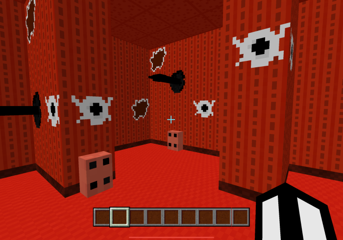 Red room with blocks and targets.