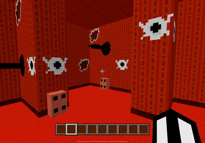Red room with blocks and targets.