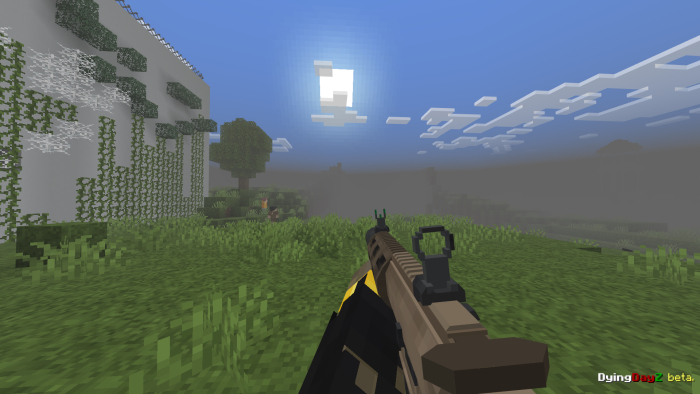 First-person view with a rifle in-game.