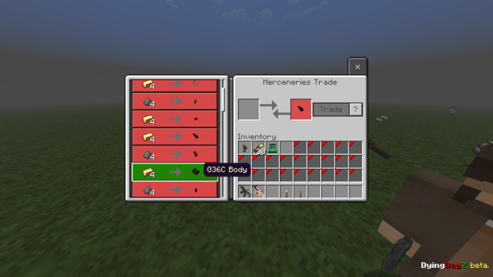 Trade interface with gun parts.