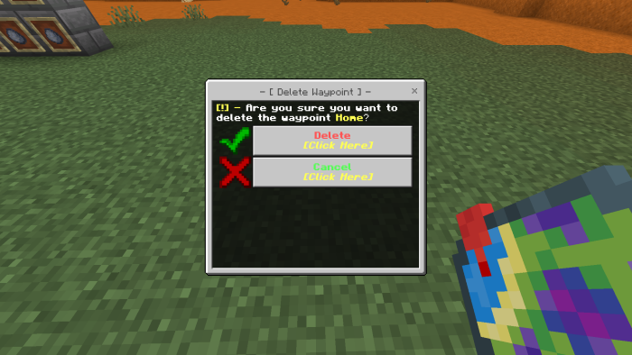 Delete waypoint confirmation screen.