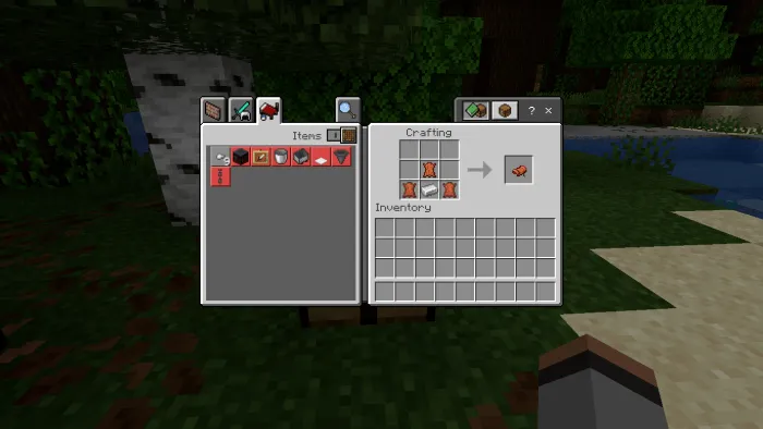 Crafting menu showing saddle recipe.