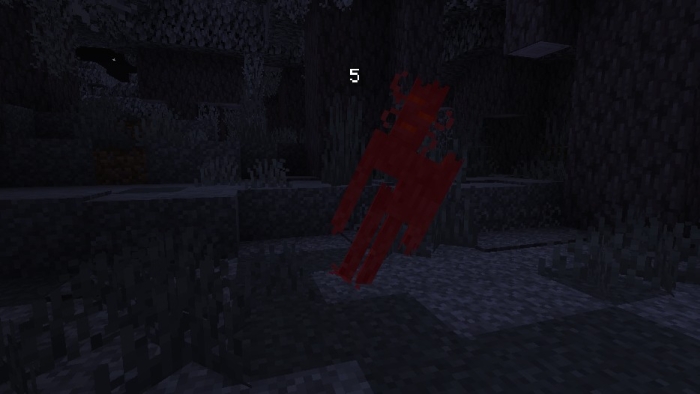 Red figure with damage number 5.