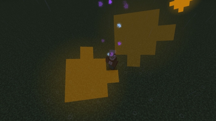Puzzle-shaped particles and villager.