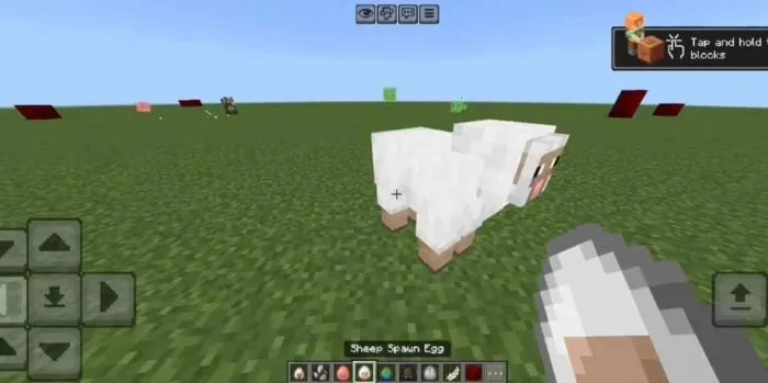 Sheep spawn egg in grassy field.