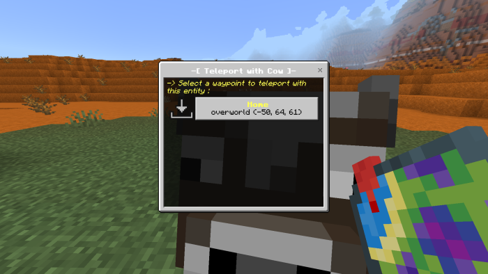 Game interface showing teleport options.
