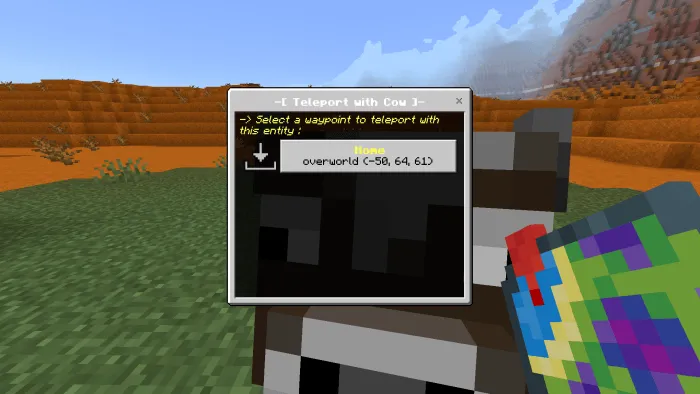 Game interface showing teleport options.