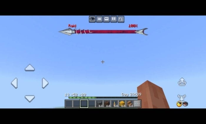 Game screen with a stylized bossbar.