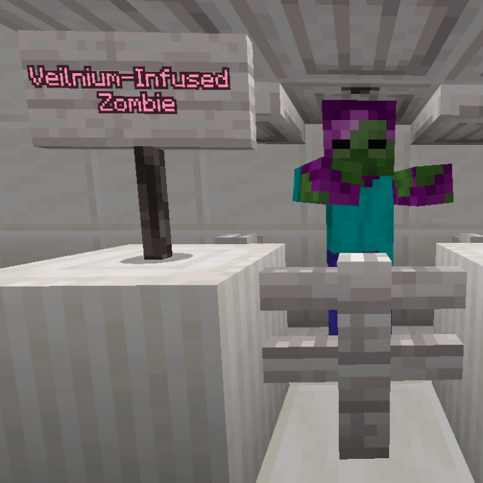 Veilnium-infused zombie behind fence.