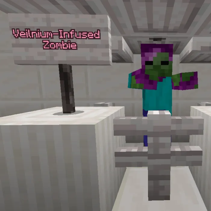 Veilnium-infused zombie behind fence.