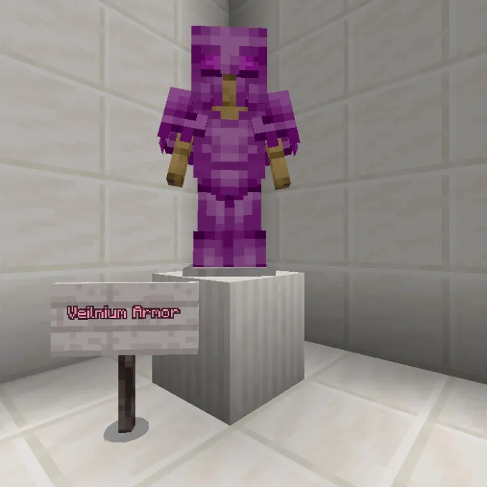 Veilnium Armor on display stand.