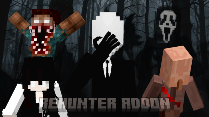 Creepypasta-themed mobs in forest.