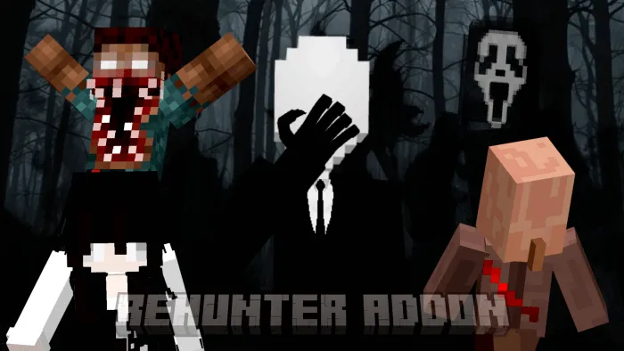 Creepypasta-themed mobs in forest.