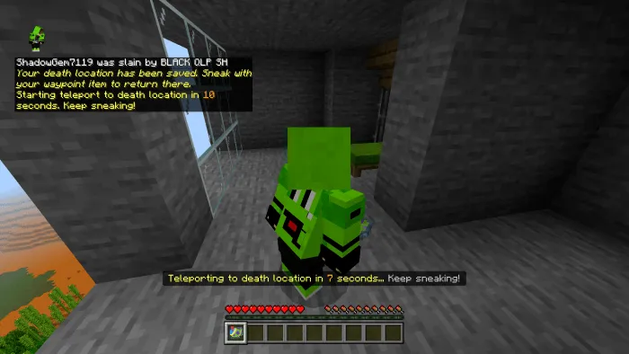 Character sneaking to teleport location.