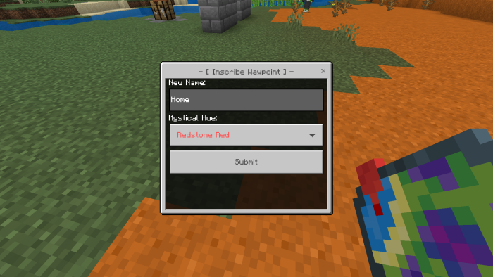 Waypoint creation screen interface.