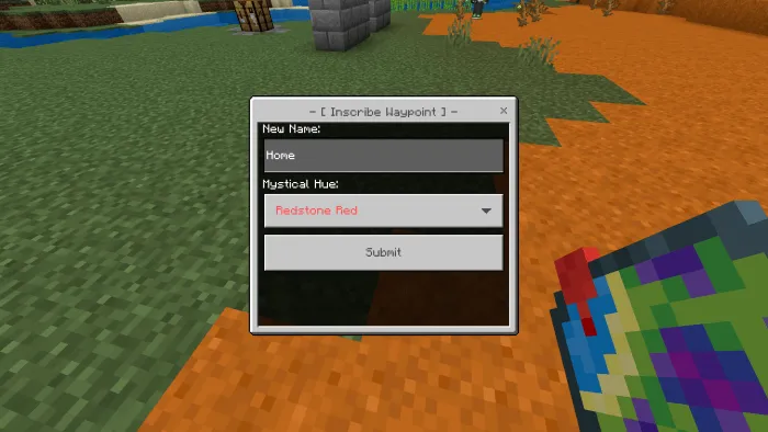 Waypoint creation screen interface.