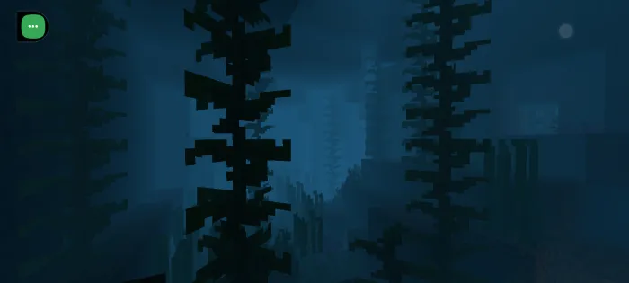 Dark, eerie forest with mist.