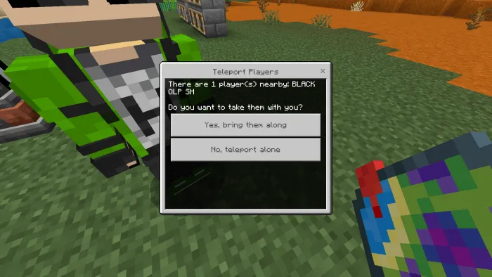 Teleportation menu with two options.