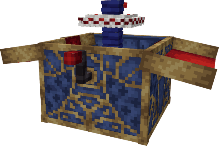 Jack-in-the-box with blue patterns.