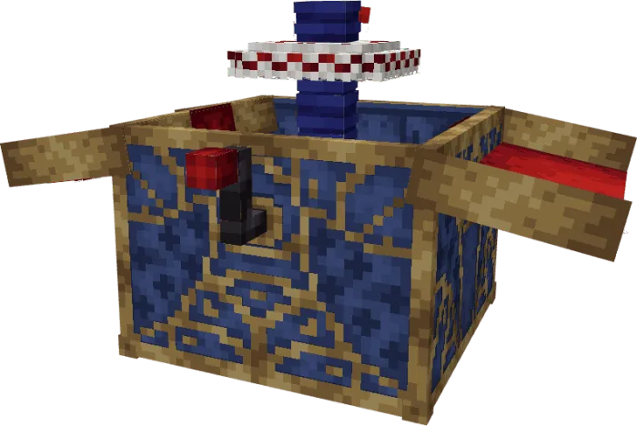 Jack-in-the-box with blue patterns.