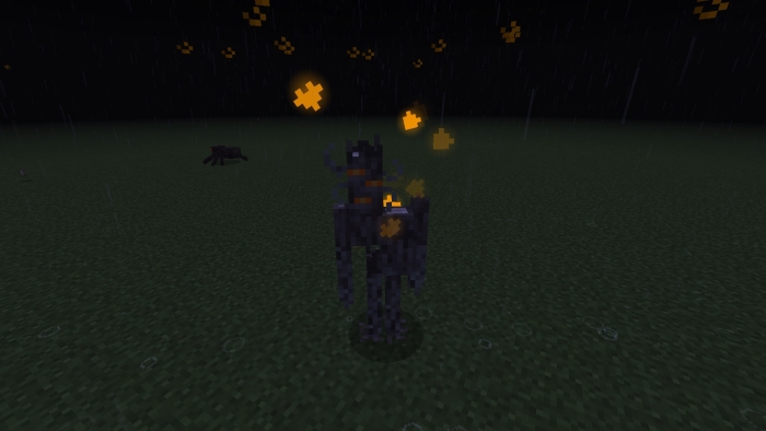 Skeleton with glowing orange particles.