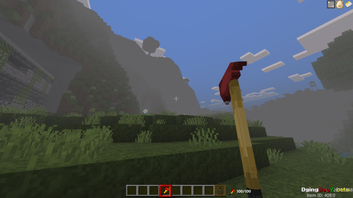 Character holding a red hammer tool.