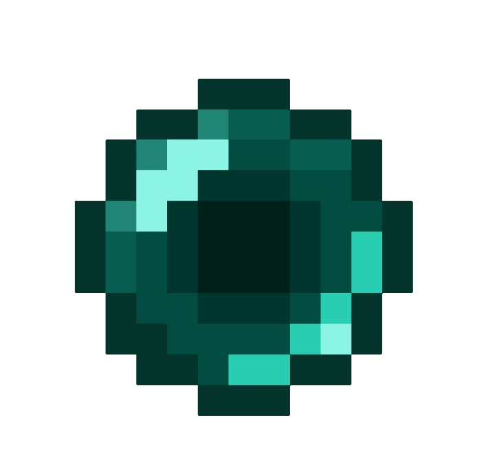 Pixelated teal orb texture.