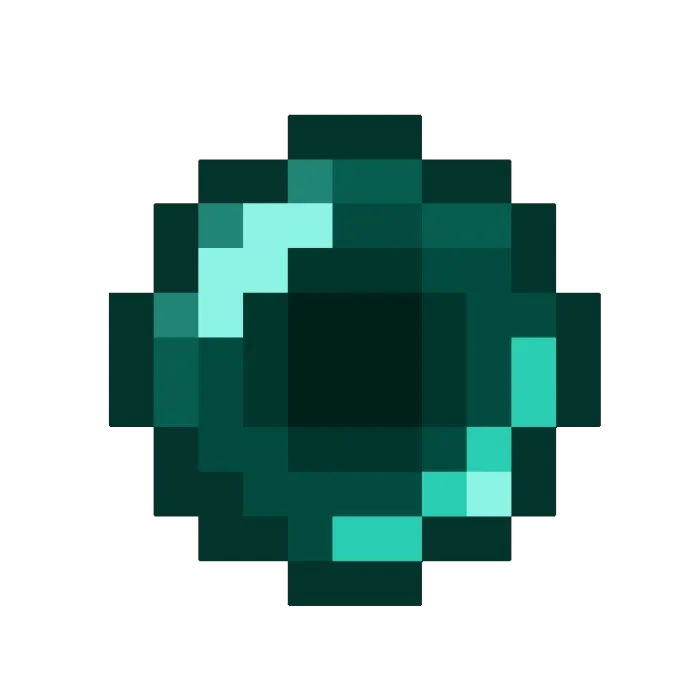 Pixelated teal orb texture.