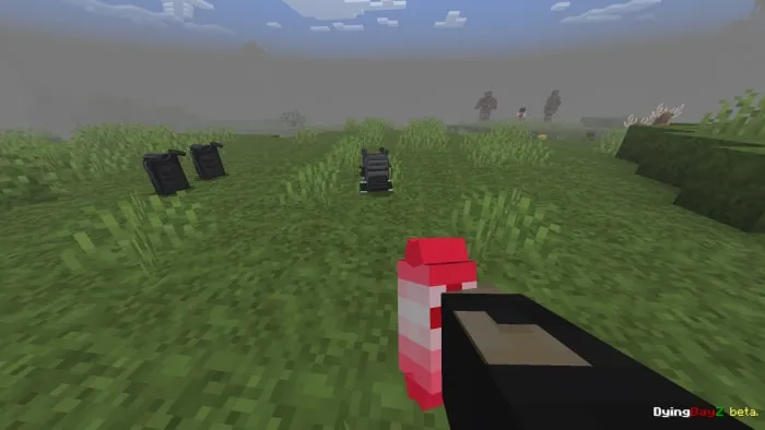 First-person view holding a gun in-game.